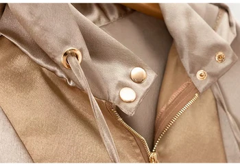 Задайте женски 2019 есен нова темперамент ежедневни color matching с качулка яке + панталон елегантна мода от две части дамски дрехи