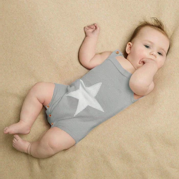 Звездата на Плетене на една кука тялото новородени момчета боди без ръкави тела Близнаци Детски дрехи каишка деца момичета боди есен плета дете