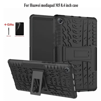 Здрав хибриден тежкотоварни Броня калъф Huawei Mediapad M5 8,4 инча SHT-AL09 SHT-W09 Funda гумена спортна Силиконова капачка+фолио+дръжка