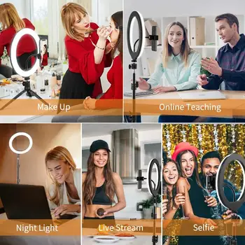 Камерата на телефона пръстен светлина със стойка за статив Profissional снимки на осветителни Димиране грим Снимка пръстен лампи YouTube TikTok на Живо