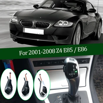 Карбон черен сребрист led дръжка на скоростния лост за превключване на предавките за BMW Z4 Roadster E85 Coupe E86 2001-2008 автоматично аксесоари