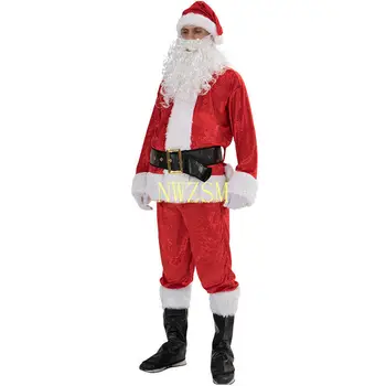Коледа Дядо коледа костюм cosplay Дядо Коледа облекло на карнавалните костюми на Коледа мъже 5 бр./лот костюм за възрастни гореща