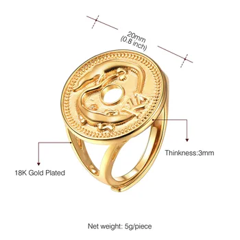 Крокодил K1 монета, пръстен промяна на размера за жените златен цвят, PNG бижута Папуа-Нова Гвинея бижута подарък