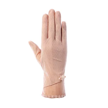 Лед Коприна слънцезащитен крем сензорен екран дамски дантелени ръкавици, тънки мрежи дишащи нескользящие дамски ръкавици къса изискани ръкавици за шофиране