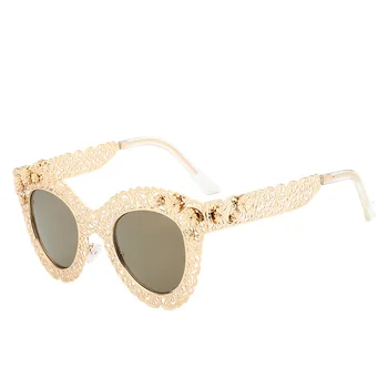 Луксозни Извънгабаритни Цвете Cat Eye Слънчеви Очила Жените Марка Дизайнер Реколта Барок Cateye Слънчеви Очила Нюанси Gafas Oculos De Sol