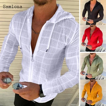 Мода с дълги/къси ръкави hoody светкавица мъжка тениска дрехи лято плътен цвят ежедневни клетчатая печат открит бод тънка мъжка тениска