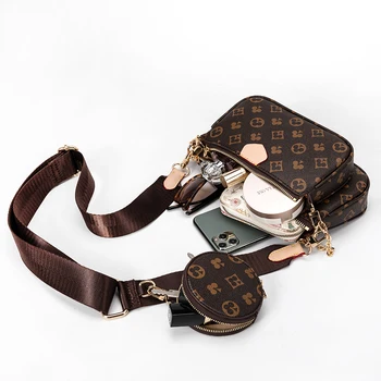 Модната марка дизайнер 3-в-1 Messenger Пазарска чанта кожа Floar Crossbody Пазарска чанта сцепление нова чанта