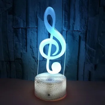 Музикална нота 3D LED оптична илюзия на лампата е новост night light 7 Color Change Touch Switch лампи за децата Рожден Ден USB&Battery