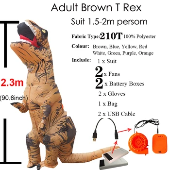 Надуваеми T REX динозавър костюми взриви динозавър партия cosplay талисман карнавал за Хелоуин костюм за деца, възрастни и Дино костюм