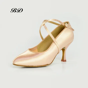 Най-добрите танцови обувки съвременната Латинска Дамски обувки за възрастни мека подметка, на национален стандарт, Валс висококачествен Сатен BD 187 професионален бална зала