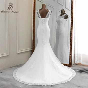 Ново елегантна сватбена рокля 2020 сватбена рокля русалка vestido de новия sirena красиви сватбени рокли robe de mariee апликация
