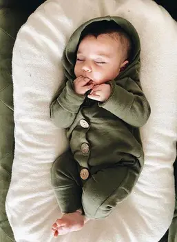 Новороденото бебе Baby Boy Girl Kid Hooded Гащеризон с цип карикатура мозайка гащеризон облекло облекло за 0-24 м