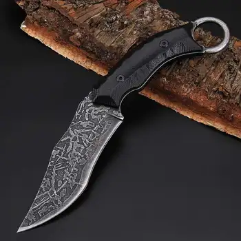 Нож с фиксирано острие стомана 8CR13MOV blade найлонова обвивка боен нож, подходящ за работа на открито и ежедневна дивия къмпинг, лов и