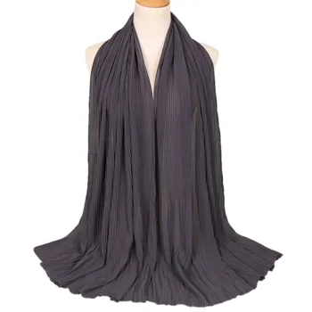 Обичайната бръчки Перлата на балон шифон незабавен шал шал жените най-високо качество Wrap Beach Foulard Sjaal Bufanda мюсюлманин. → 180 * 85 см