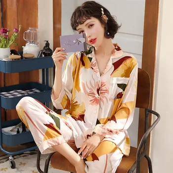 памук дамски пижами и комплекти есен дамска мода пижама 2 бр. домашно облекло за жени, сексуална пижами Mujer женски Loungewear