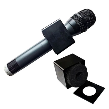 Пластмасов микрофон за интервю квадратен куб логото на екипажа флаг станция аксесоари за микрофон притежателя на базовия инструмент аксесоари
