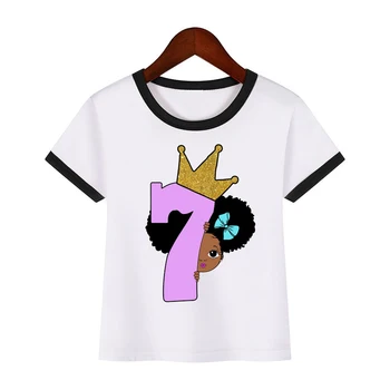 Подарък за рожден ден на момиче тениска стаи малък меланин черно принцеса печат Детски тениски деца топ момичета дрехи тениски по поръчка