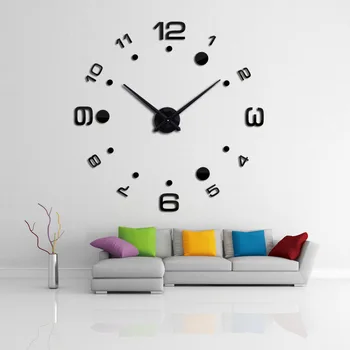 Подобряване! 3D без рамки стенни часовници етикети САМ стенни декорации стенни часовници за спални хол домашен интериор