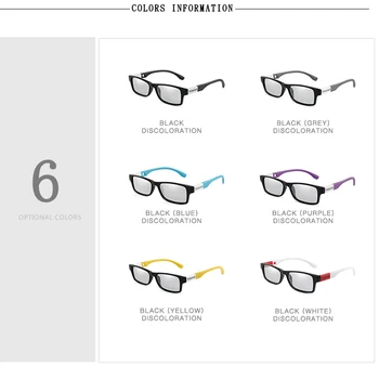 Поляризирани фотохромичните слънчеви очила мъжете шофиране правоъгълник Хамелеони промяна в цвета на слънчеви очила за шофиране безопасността на анти-UV очила