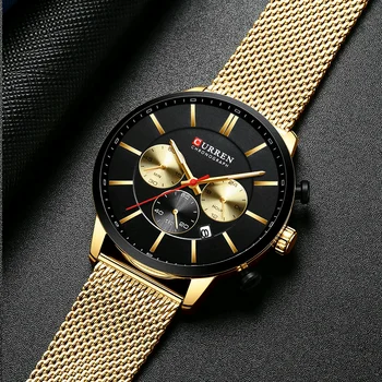 Причинно следствена спортни военни водоустойчив мъжки часовник CURREN Fashion Stainless Steel Man ръчен часовник луксозни кварцов мъжки часовник мъжки часовник