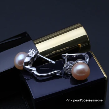 Сладководни перлени обеци за жените, 925 сребро перлени обеци, бижута сватба brincos perolas перлени обеци клип