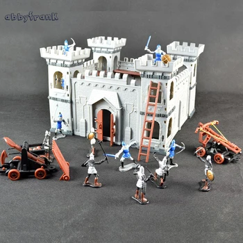 Средновековен замък войници модел събрани градивен елемент на войната военните рицари пластмасови фигурки играчка си САМ 