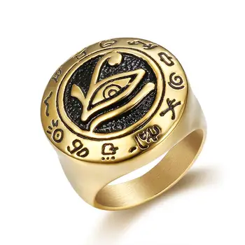 Талисман египетски Очите Планина мъжки пръстен печат печат на злато, сребро цвят Титан неръждаема стомана пънк колоездач група хип мъжки пръстен