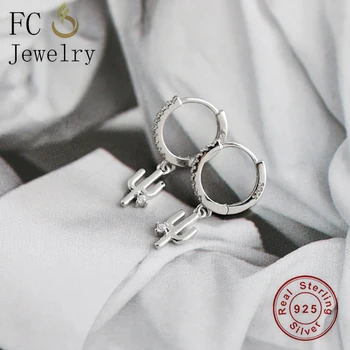 ФК 925 сребърни бижута златни пръстени форма на кактус цирконий закачалка обръч обеци пиърсинг Бук Dori за жени Pendientes 2020